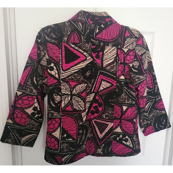 Chico's Geometric Blazer Black and Purple Size 4 (Chico's Size 0) - Picture 4 of 5